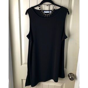 Black Asymmetrical Slinky Slimming Sleeveless Top Size Large